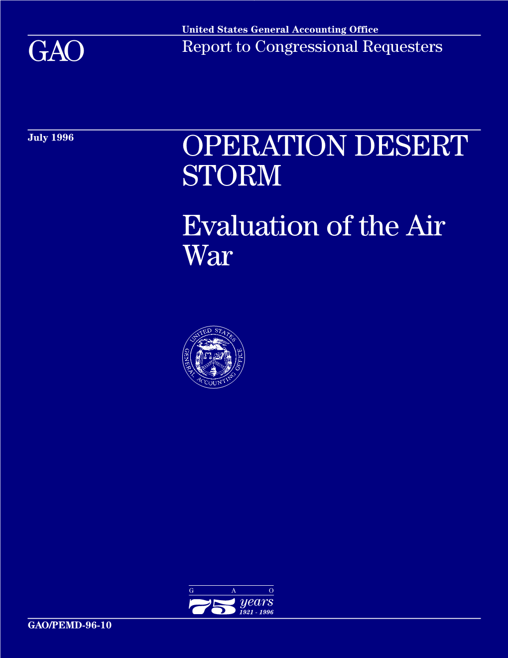 PEMD-96-10 Operation Desert Storm: Operation Desert Storm Air