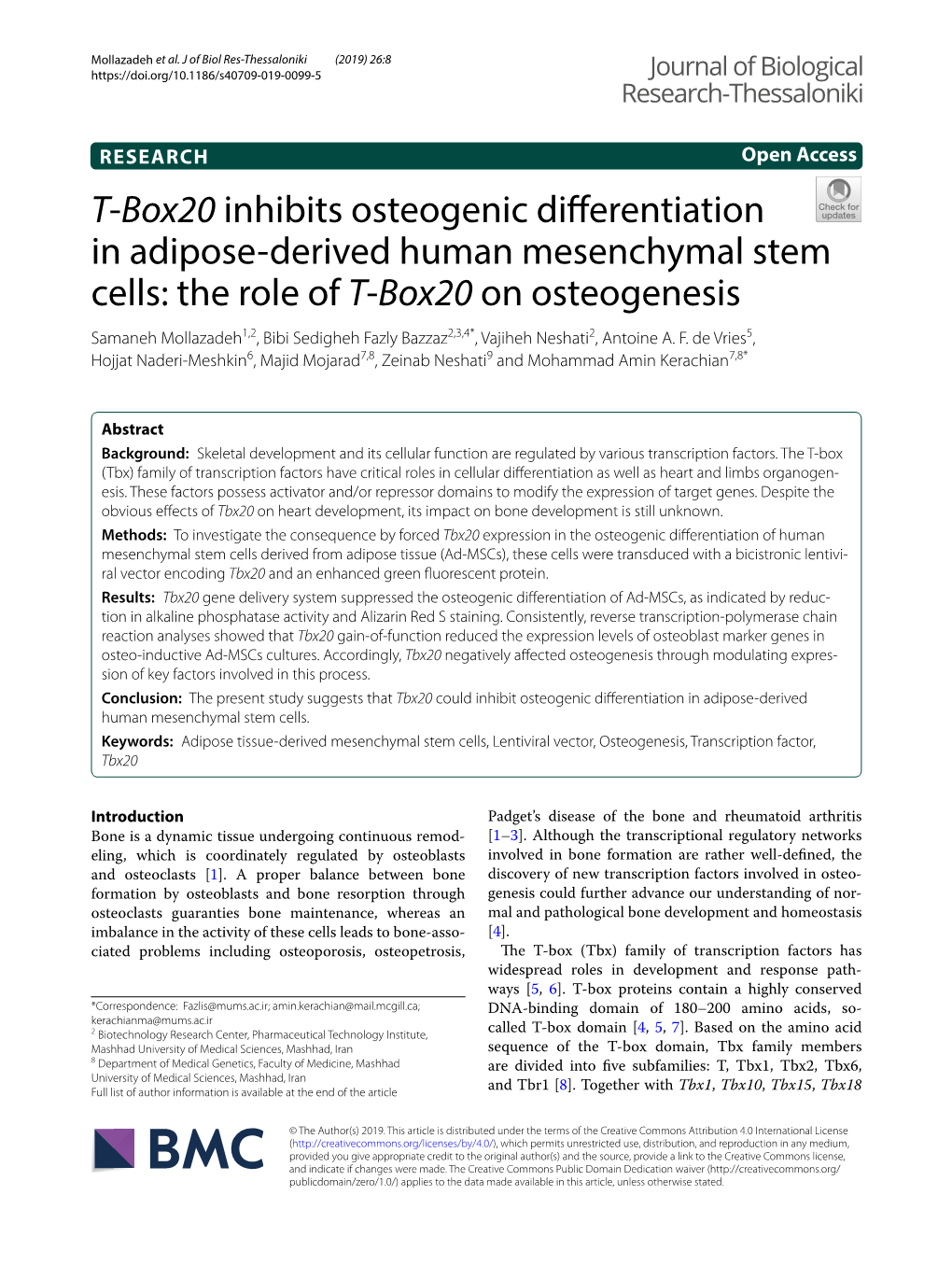 T-Box20 Inhibits Osteogenic Differentiation in Adipose-Derived