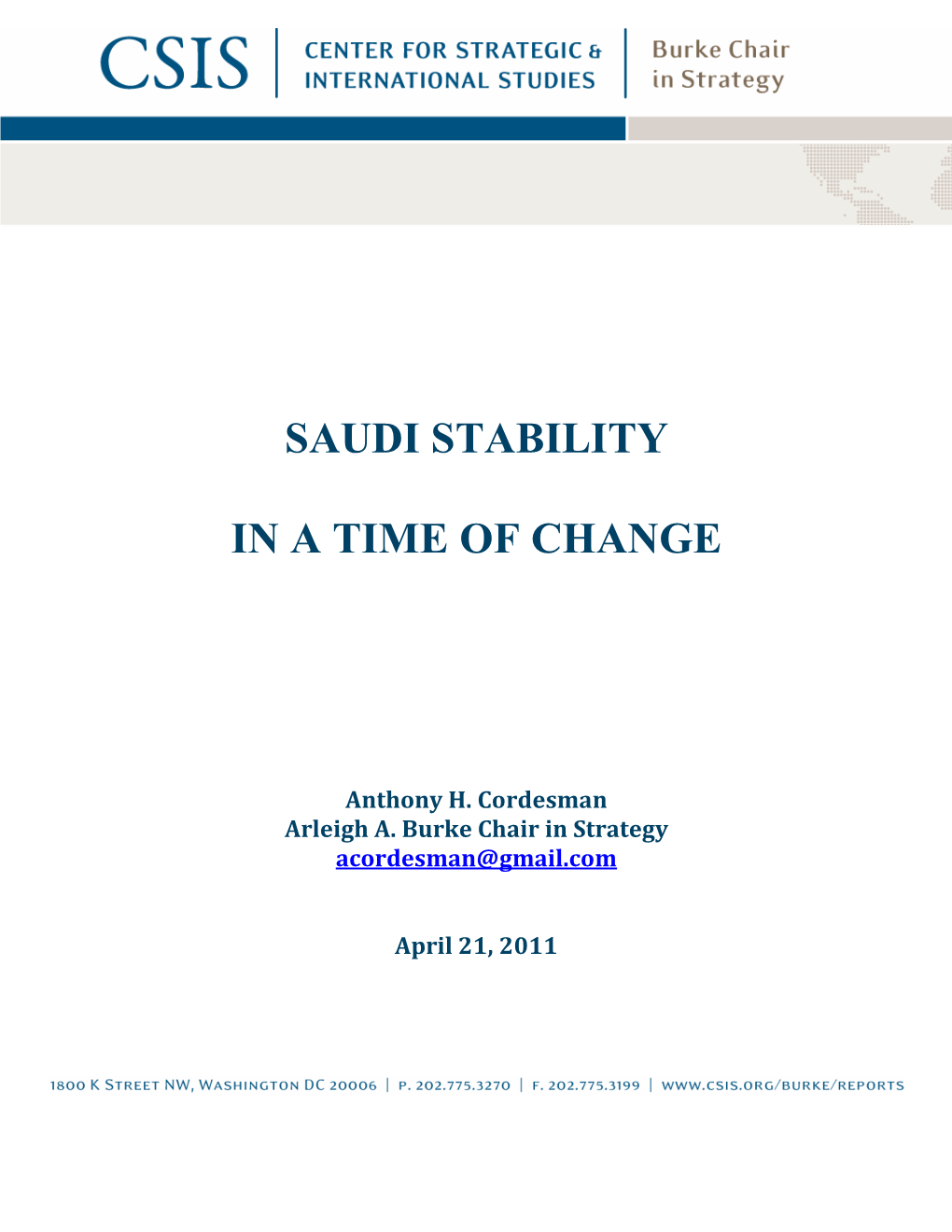 Saudi Stability in a Time of Change