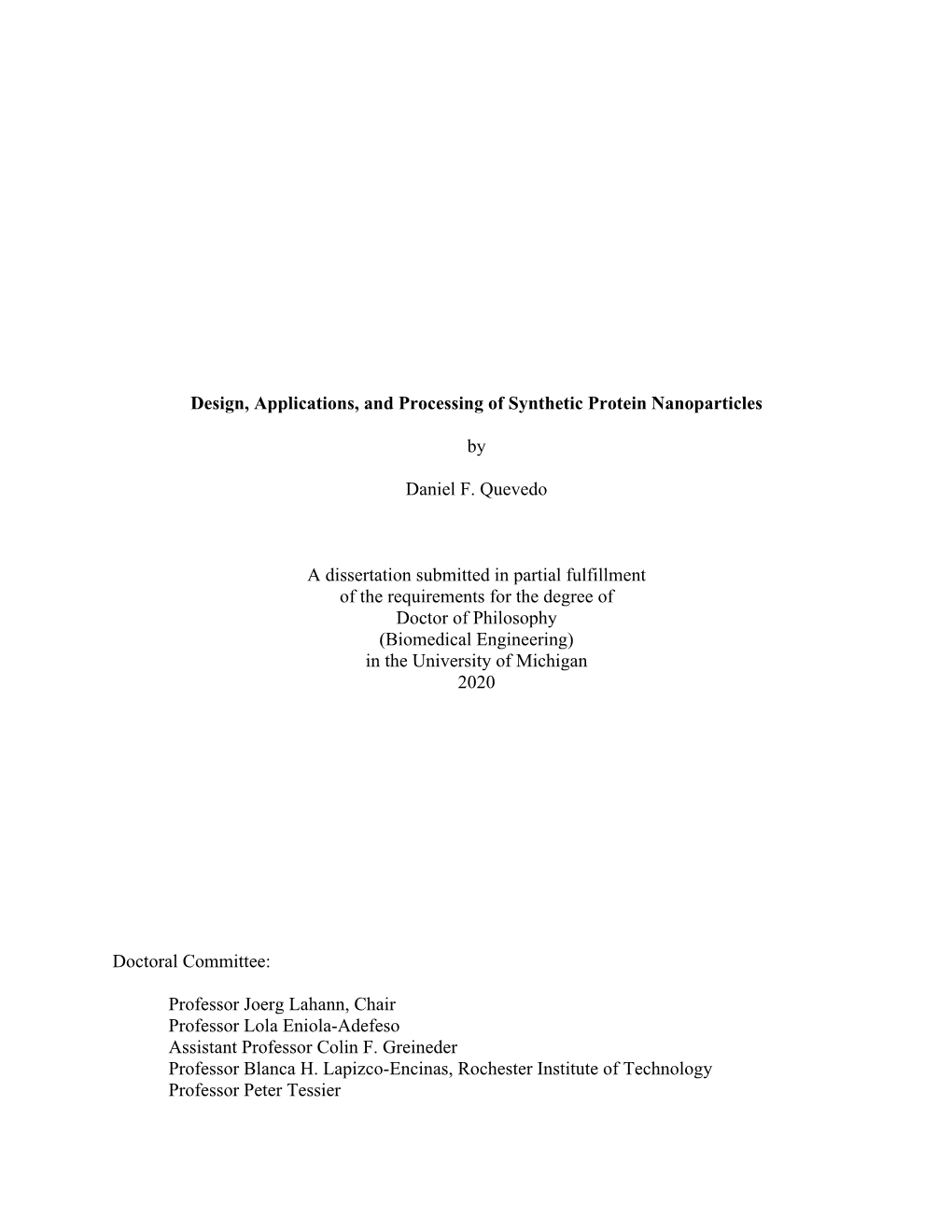 Design, Applications, and Processing of Synthetic Protein Nanoparticles