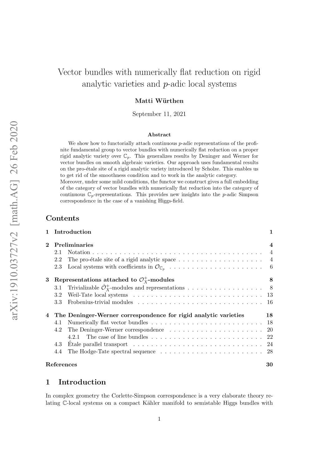 Vector Bundles with Numerically Flat Reduction on Rigid Analytic Varieties