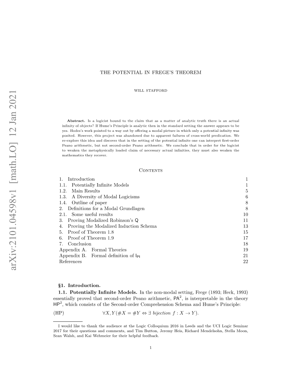 Arxiv:2101.04598V1 [Math.LO] 12 Jan 2021 Enwlh N a Emirfrterhlflfeedback