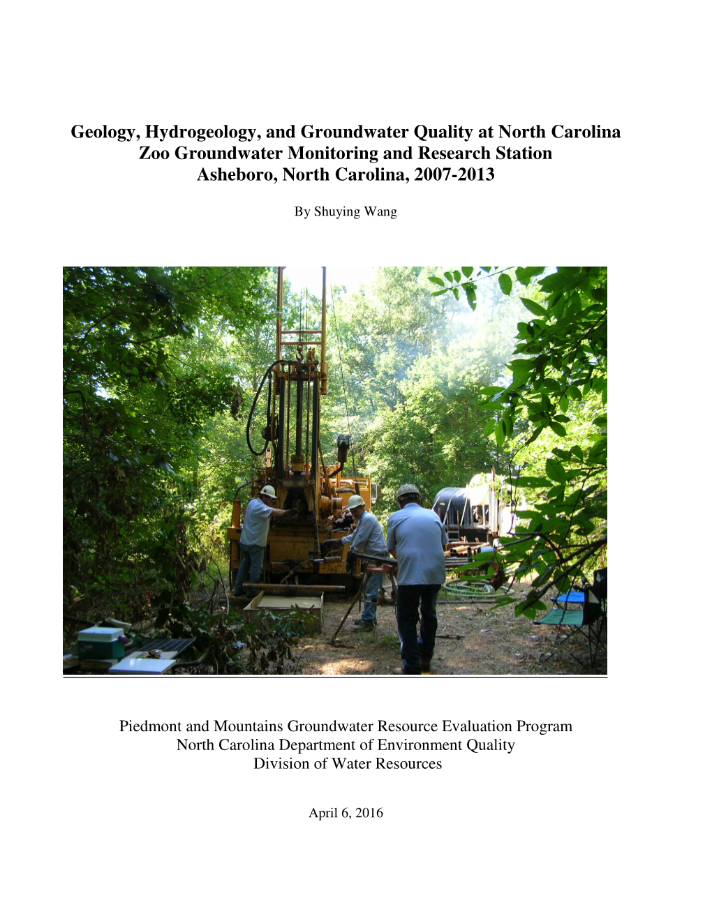Geology, Hydrogeology, and Groundwater Quality at North Carolina Zoo Groundwater Monitoring and Research Station Asheboro, North Carolina, 2007-2013