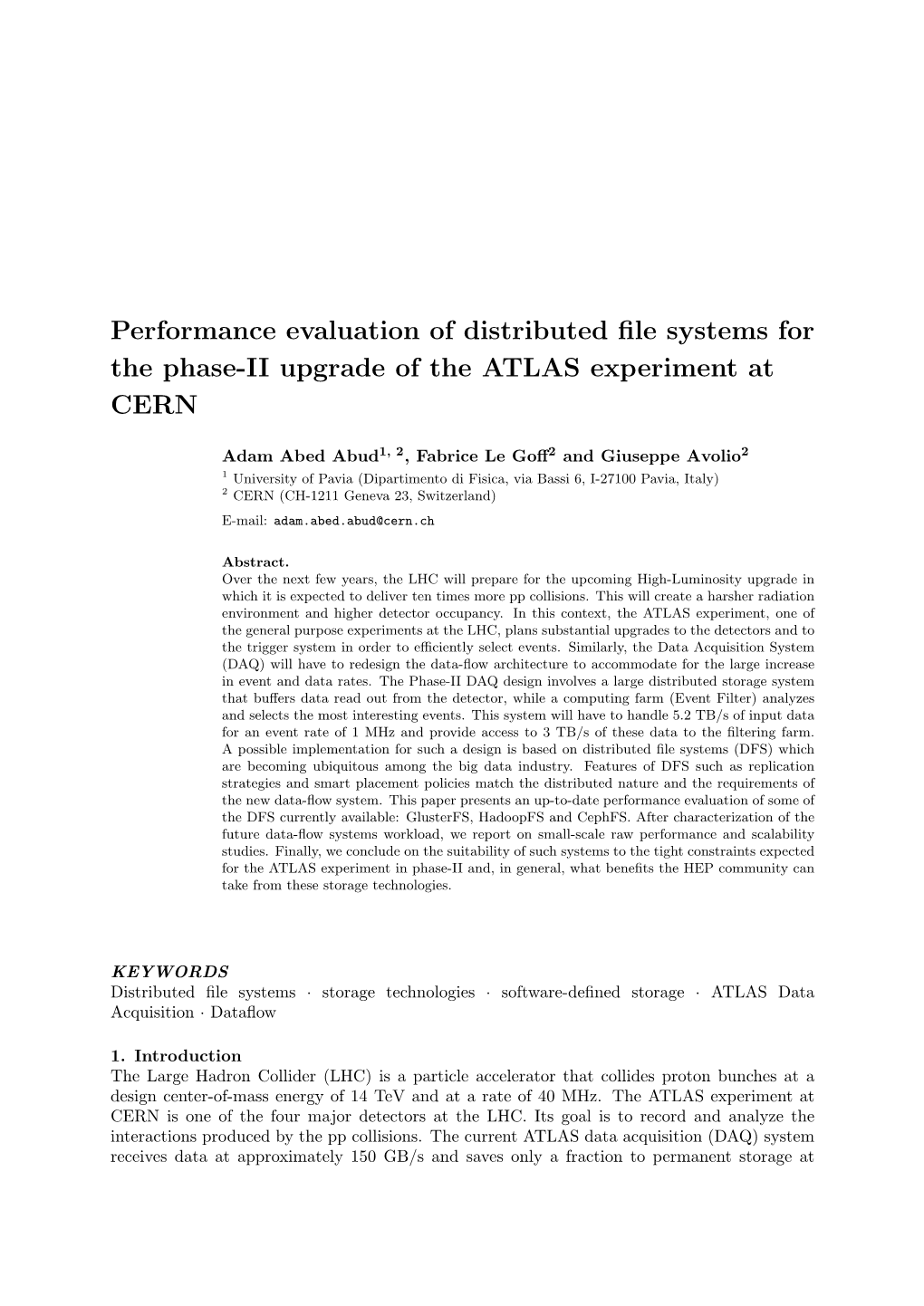 Performance Evaluation of Distributed File Systems for the Phase-II