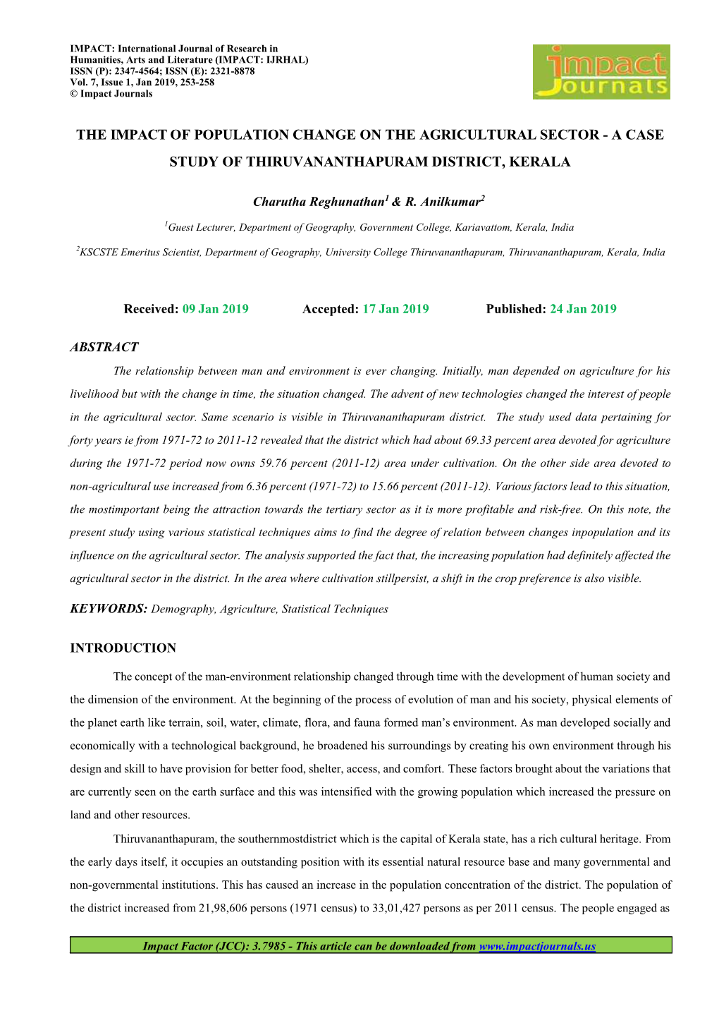 A Case Study of Thiruvananthapuram District, Kerala