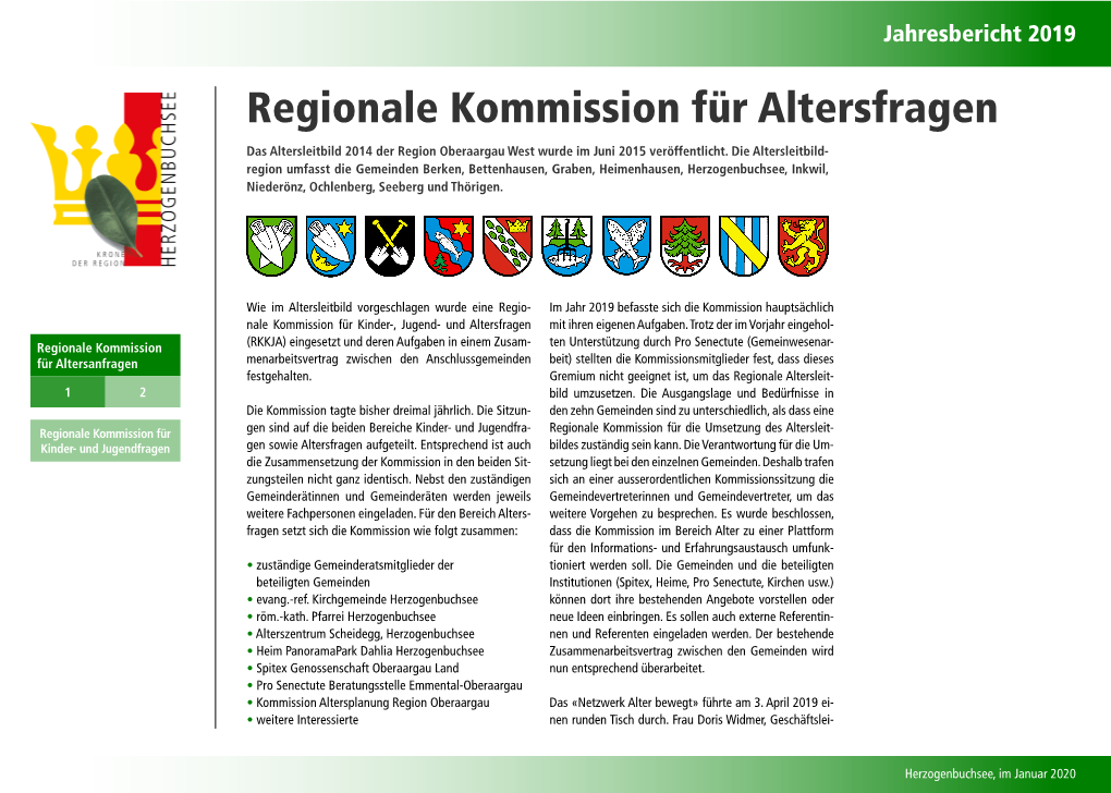 Jahresbericht Regionale Kommission Für Altersfragen 2019