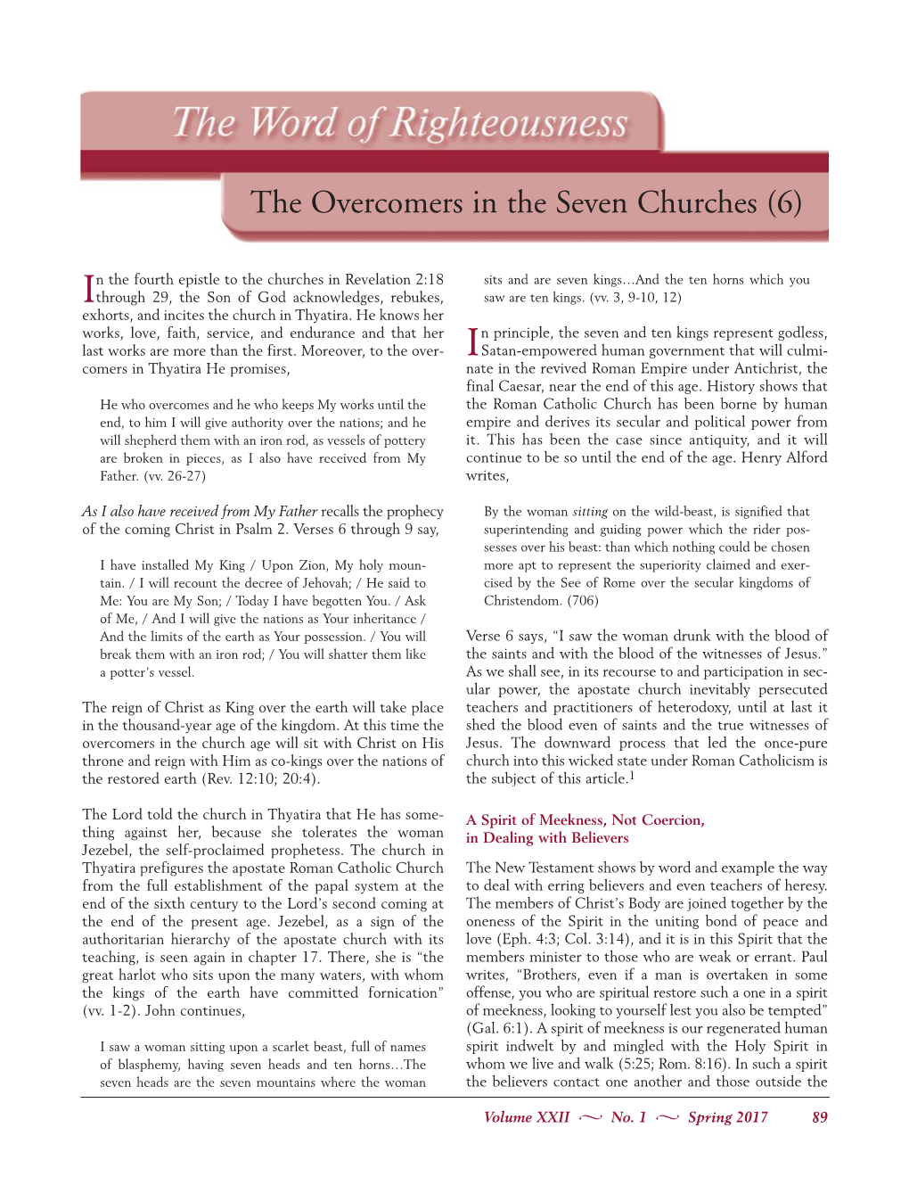 The Overcomers in the Seven Churches (6)