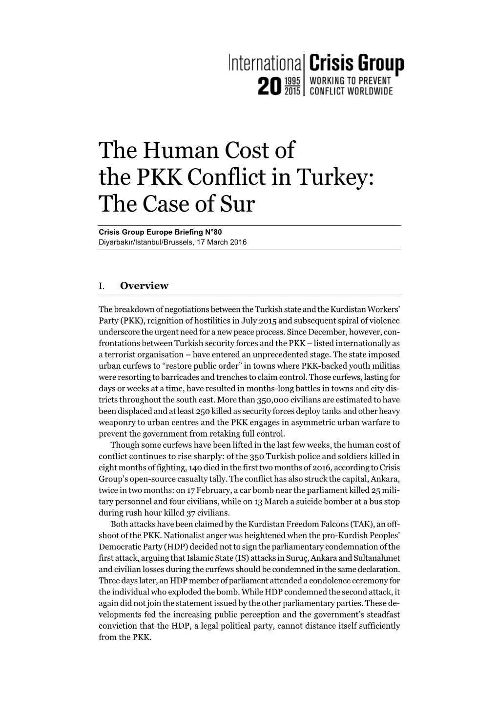 B080 the Human Cost of the PKK Conflict in Turkey