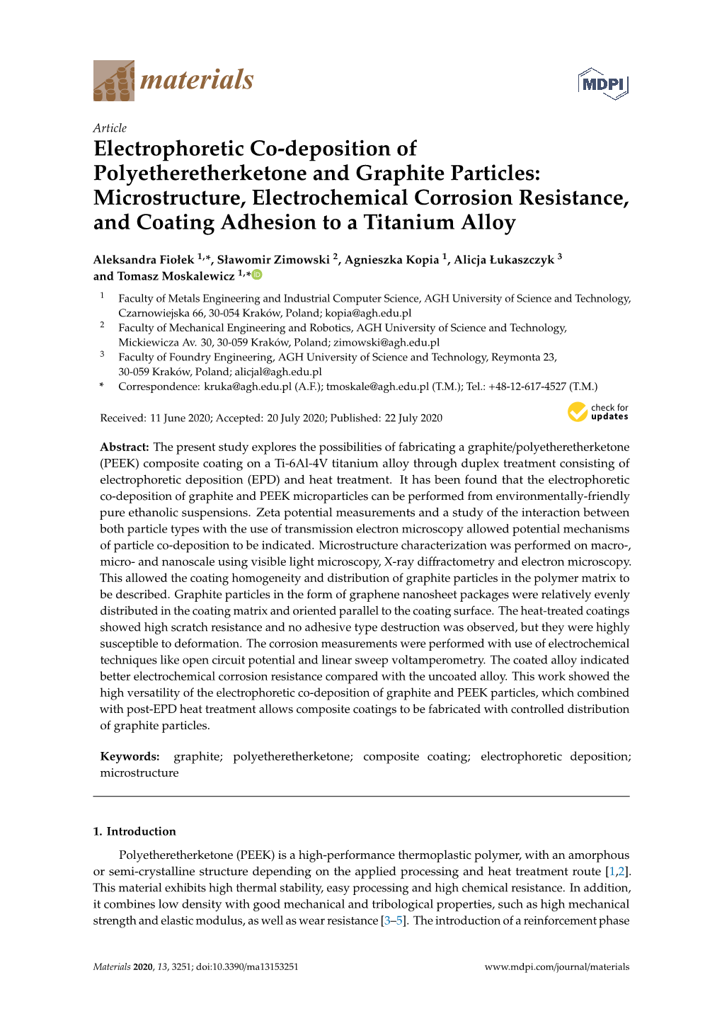 Electrophoretic Co-Deposition of Polyetheretherketone And