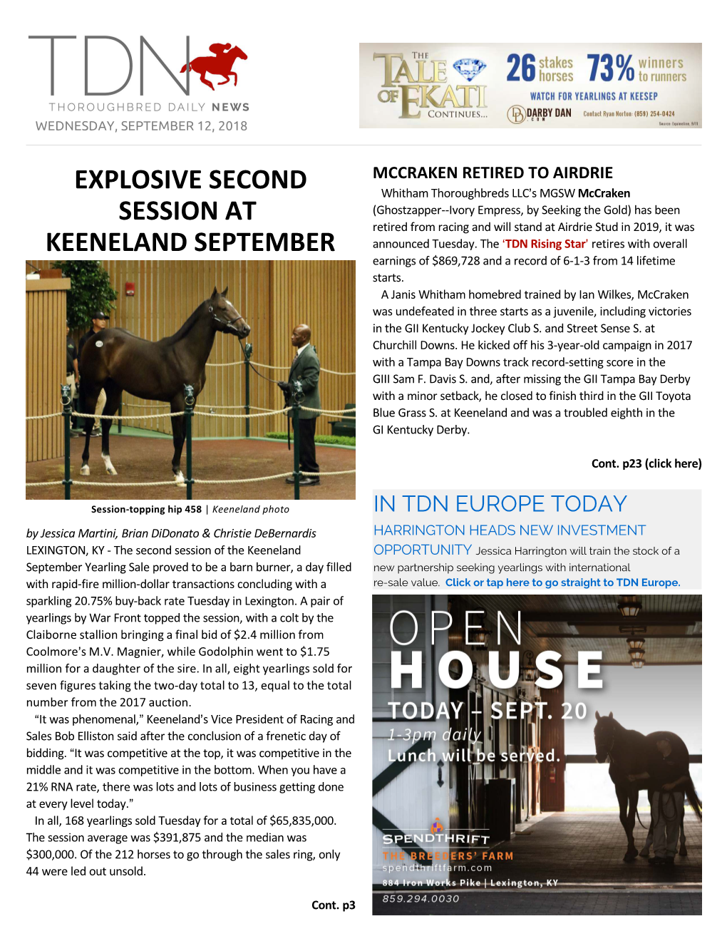 Explosive Second Session at Keeneland September