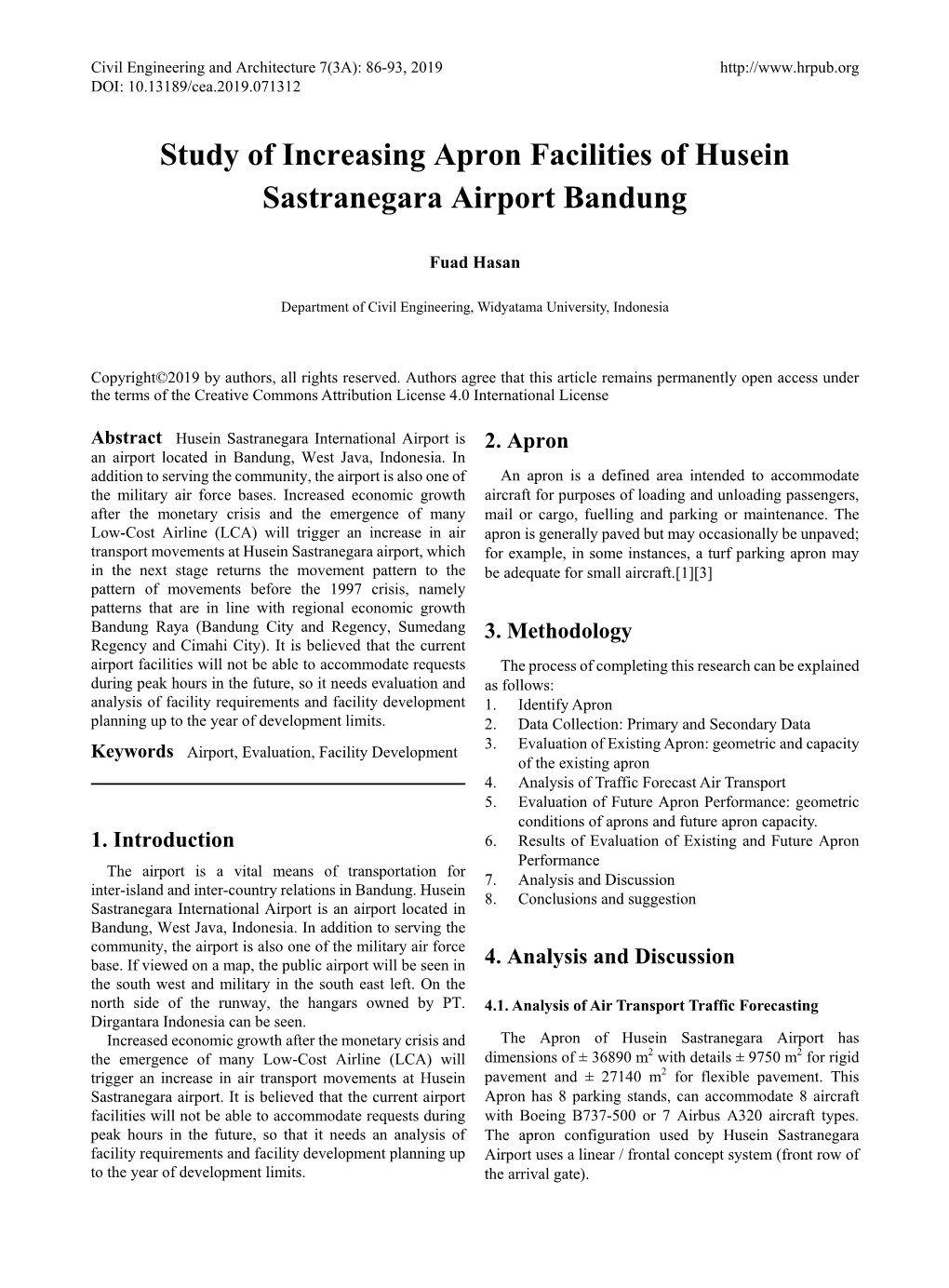 Study of Increasing Apron Facilities of Husein Sastranegara Airport Bandung