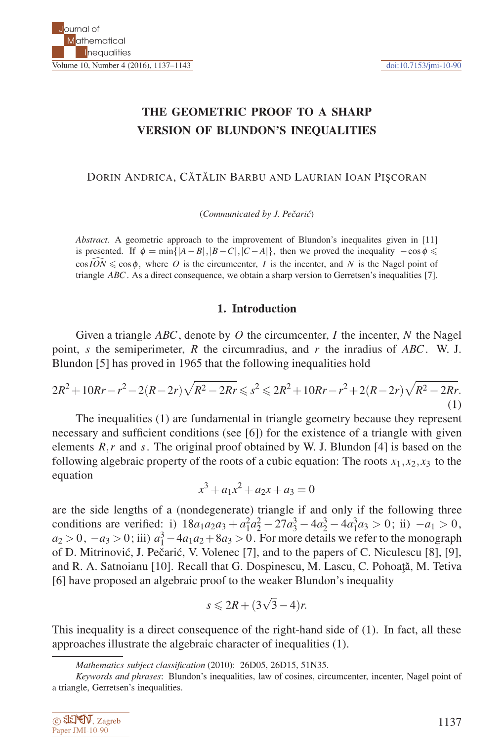 The Geometric Proof to a Sharp Version of Blundon's Inequalities