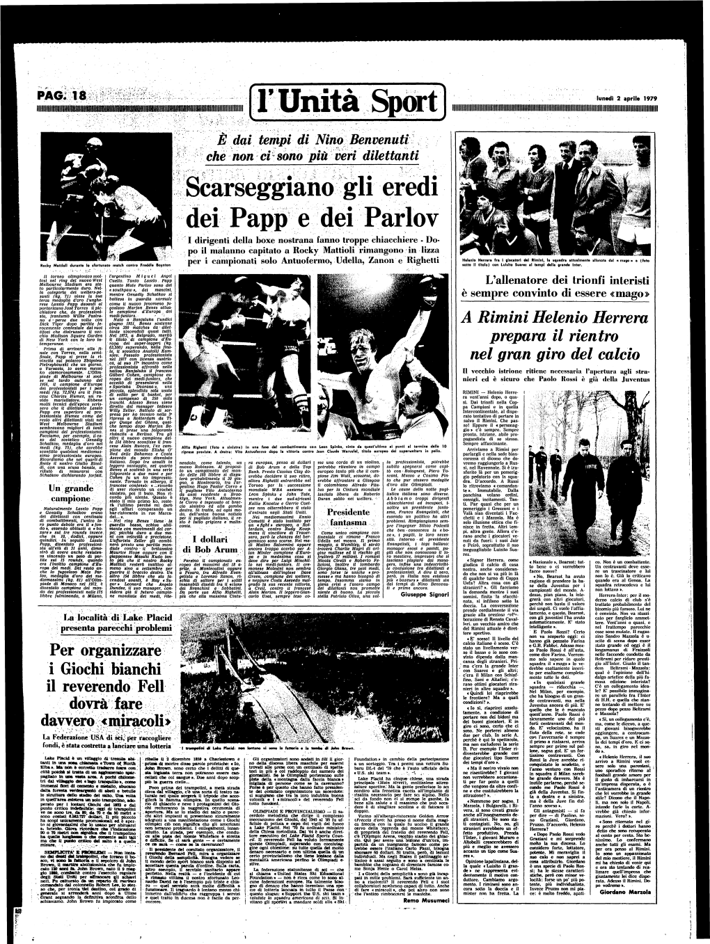 PAG. 18 L'unità Sport Lunedi 2 Aprile 1979 È Dai Tempi Di Ninpbenvenutìl Che Non Cesano Più Veri Dilettanti