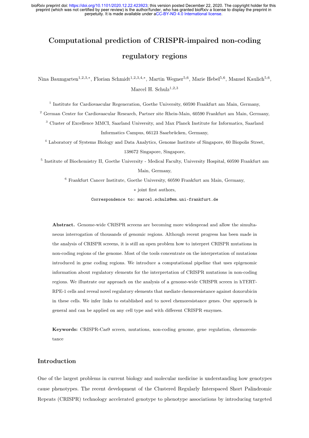 Computational Prediction of CRISPR-Impaired Non-Coding