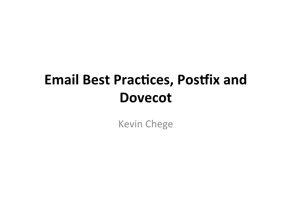 Emailbestpractices Postfix and Dovecot