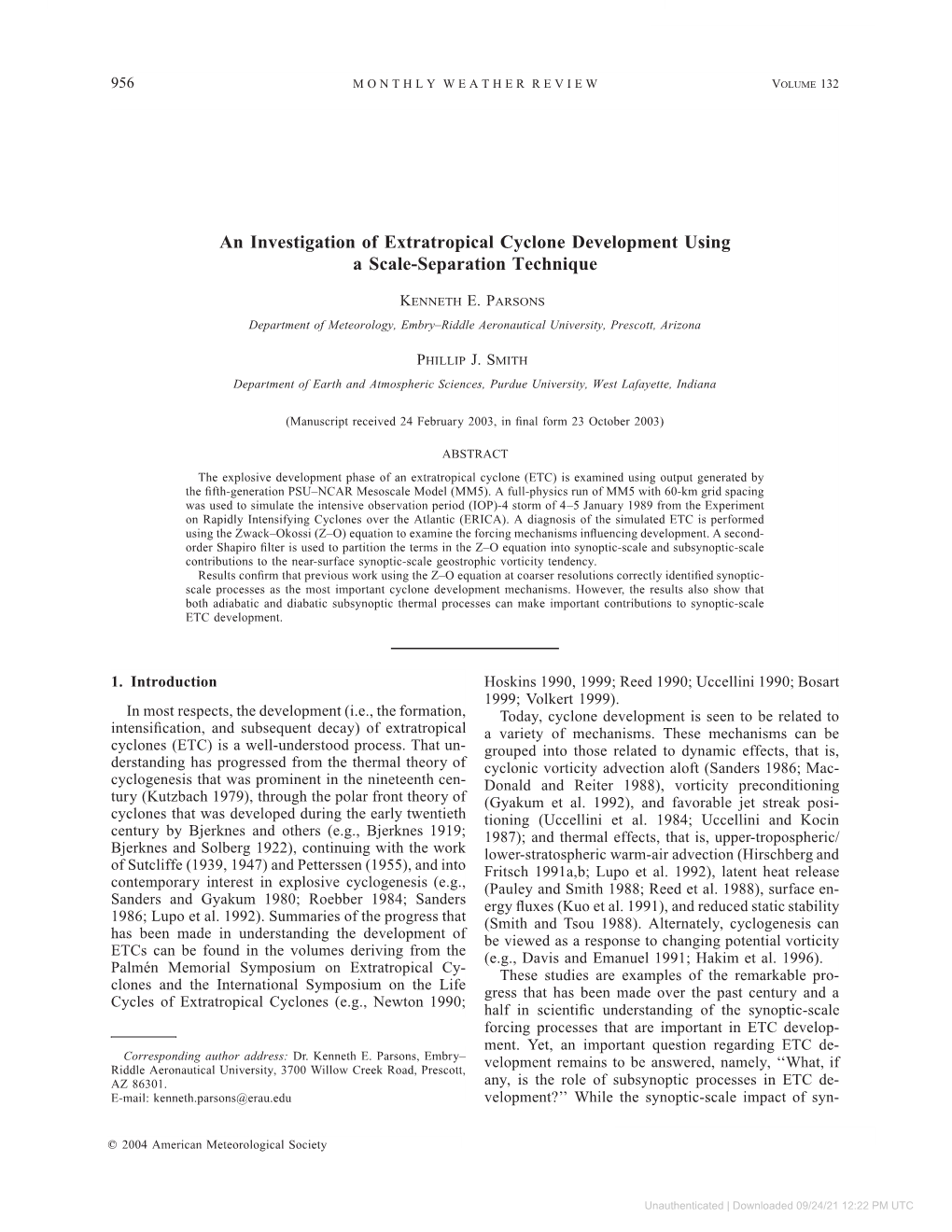 An Investigation of Extratropical Cyclone Development Using a Scale-Separation Technique