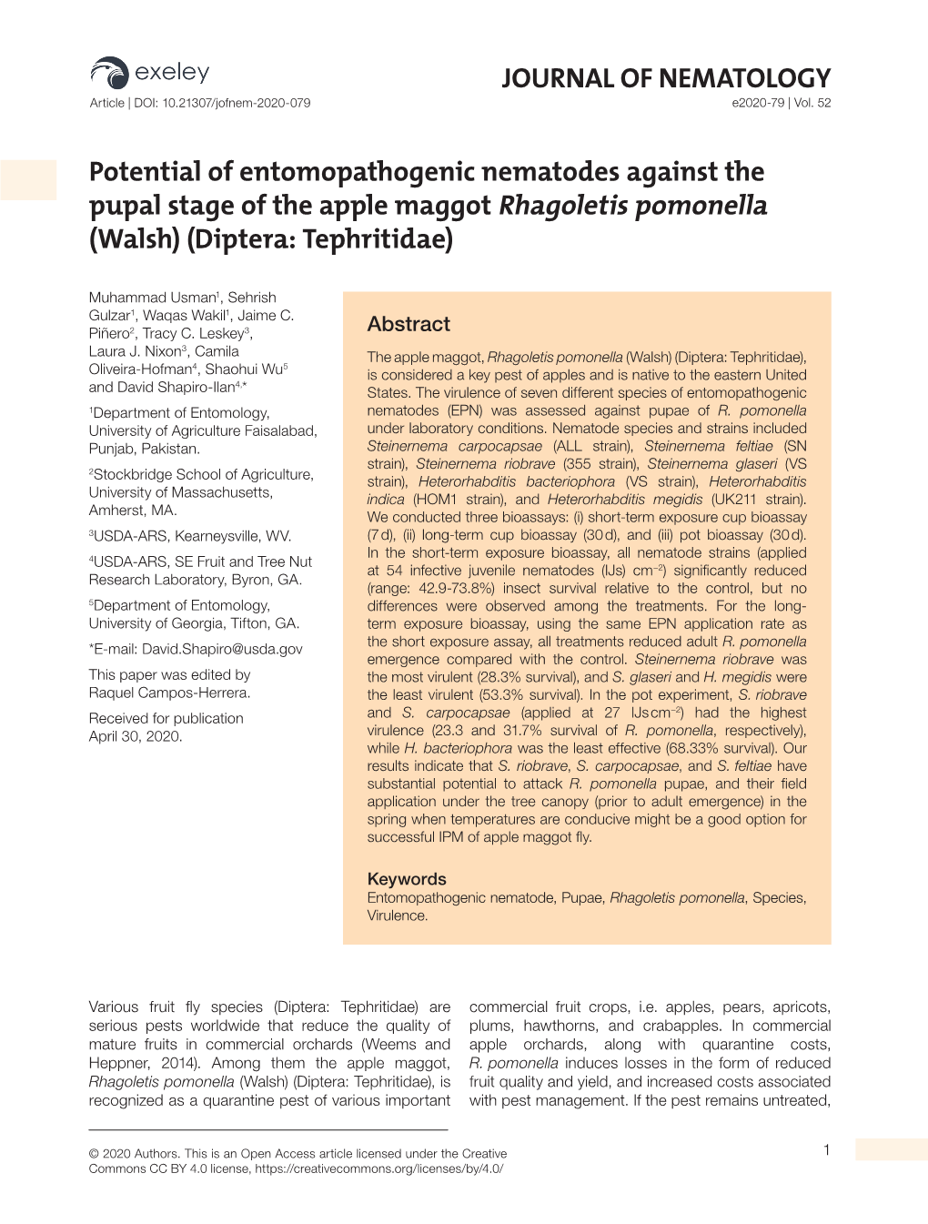 JOURNAL of NEMATOLOGY Potential Of