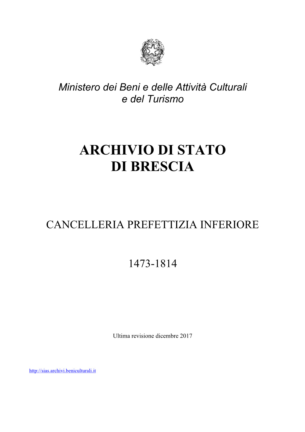 Cancelleria Prefettizia Inferiore 1473-1814