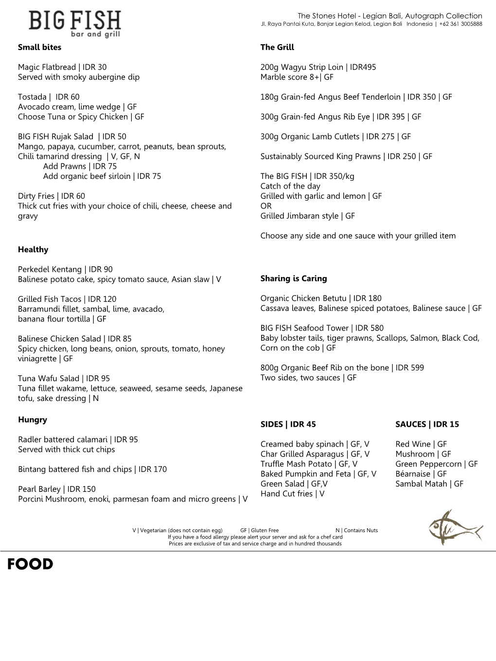 Big Fish Bar & Grill Menu