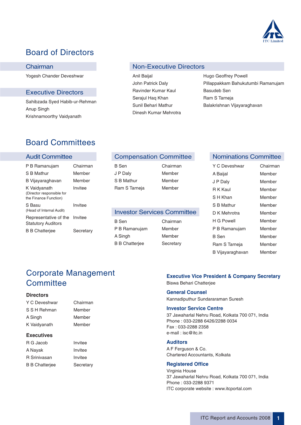 Board Committees Corporate Management Committee Board Of