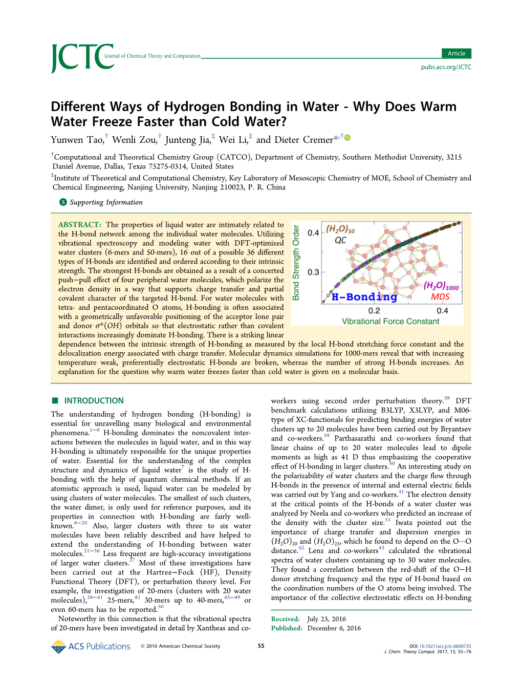 Different Ways of Hydrogen Bonding in Water