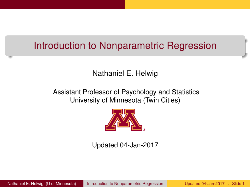 Introduction to Nonparametric Regression