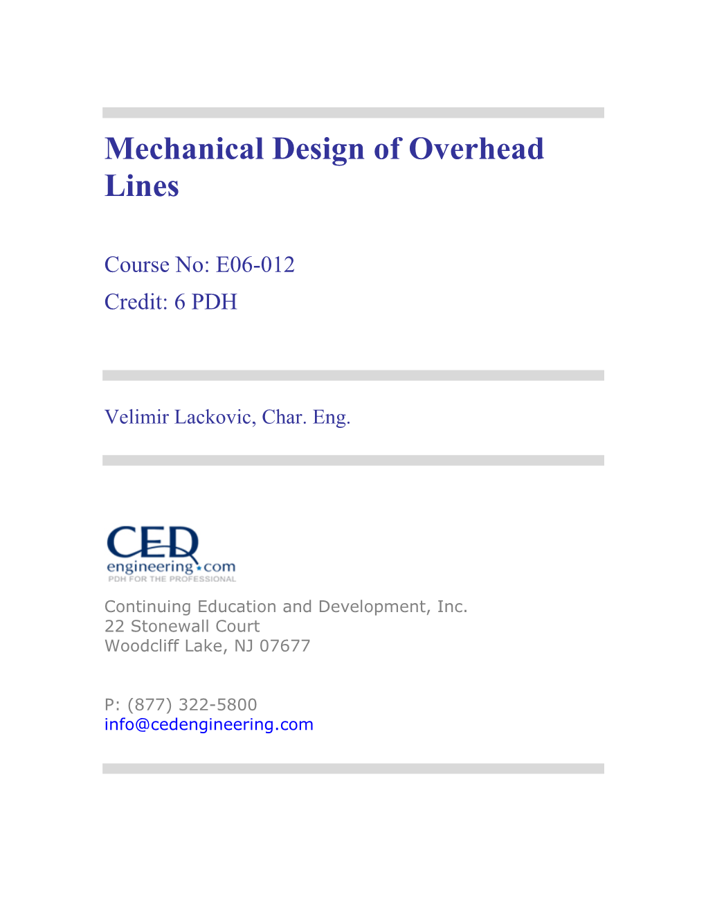 Mechanical Design of Overhead Lines