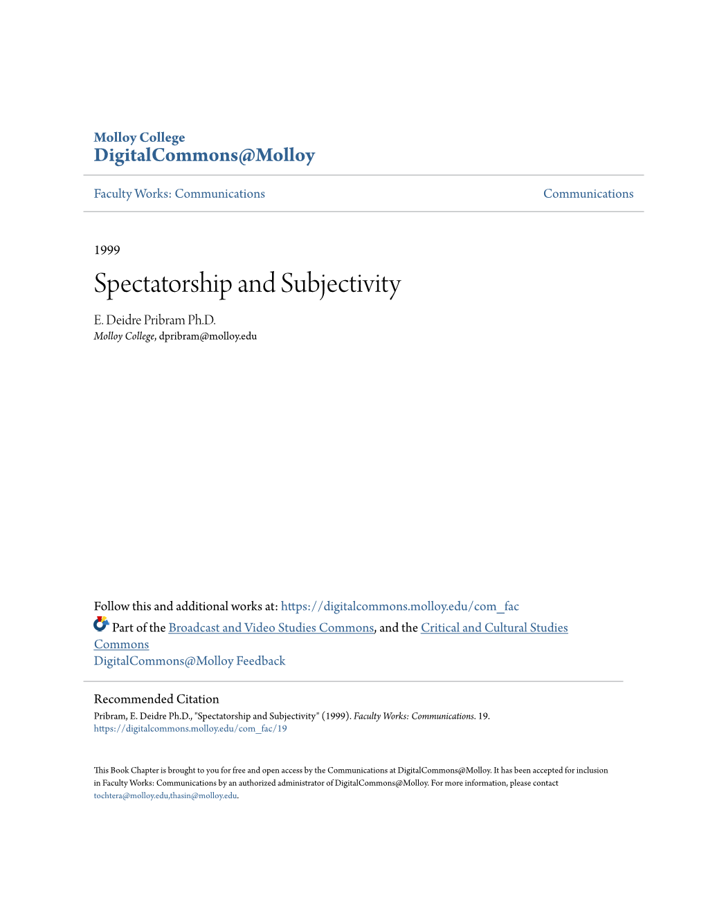 Spectatorship and Subjectivity E