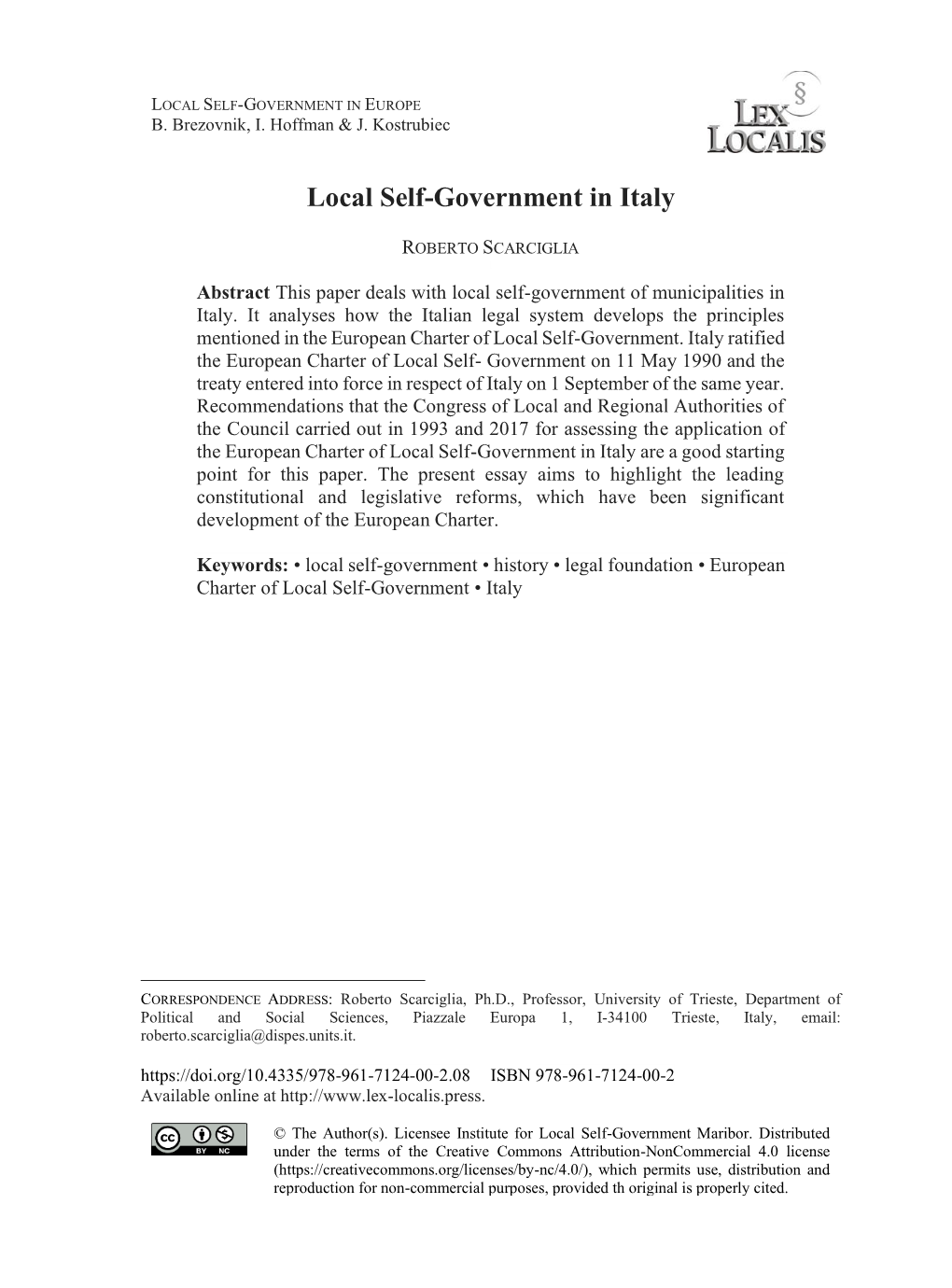 Local Self-Government in Italy