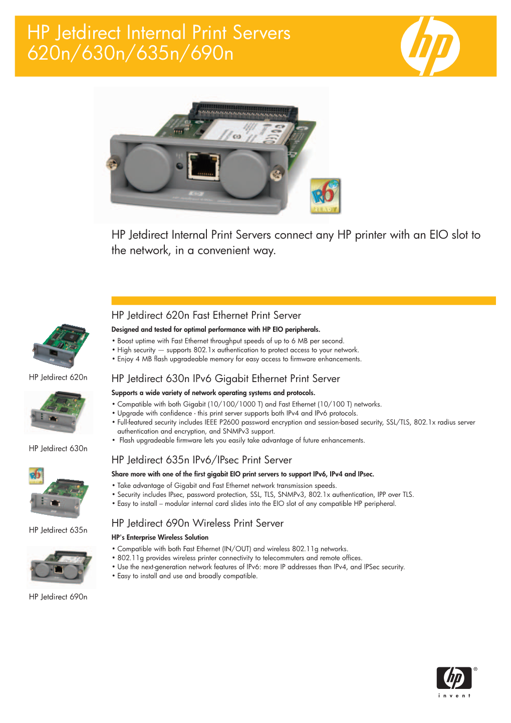 HP Jetdirect Internal Print Servers 620N/630N/635N/690N