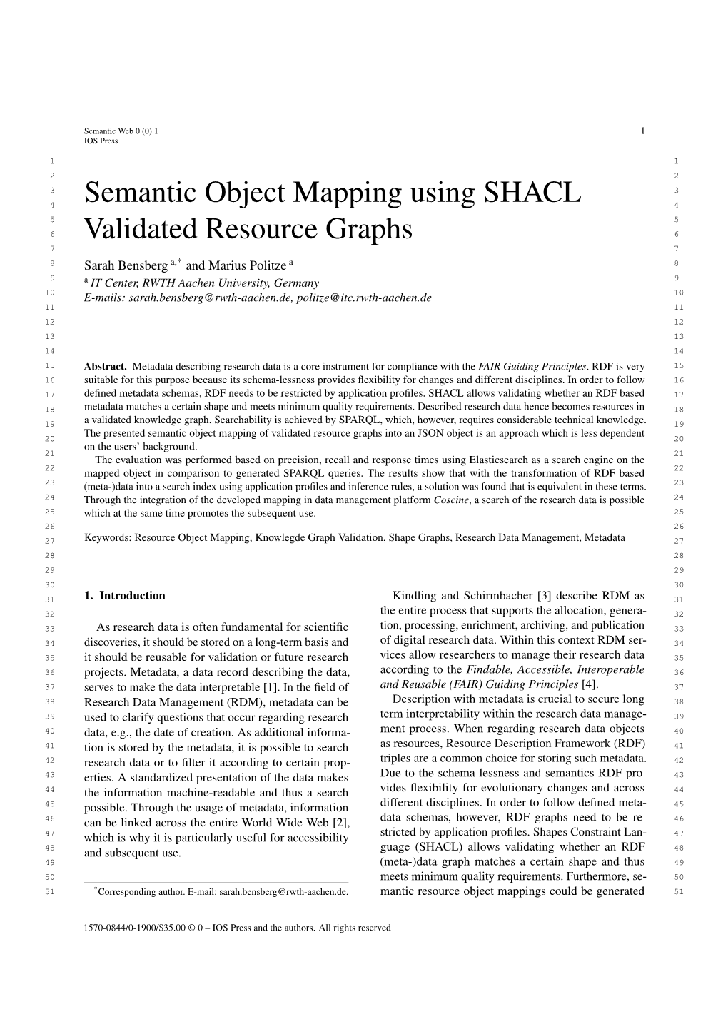Semantic Object Mapping Using SHACL Validated Resource Graphs