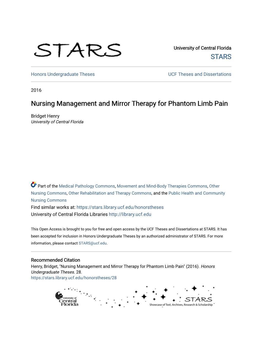 Nursing Management and Mirror Therapy for Phantom Limb Pain