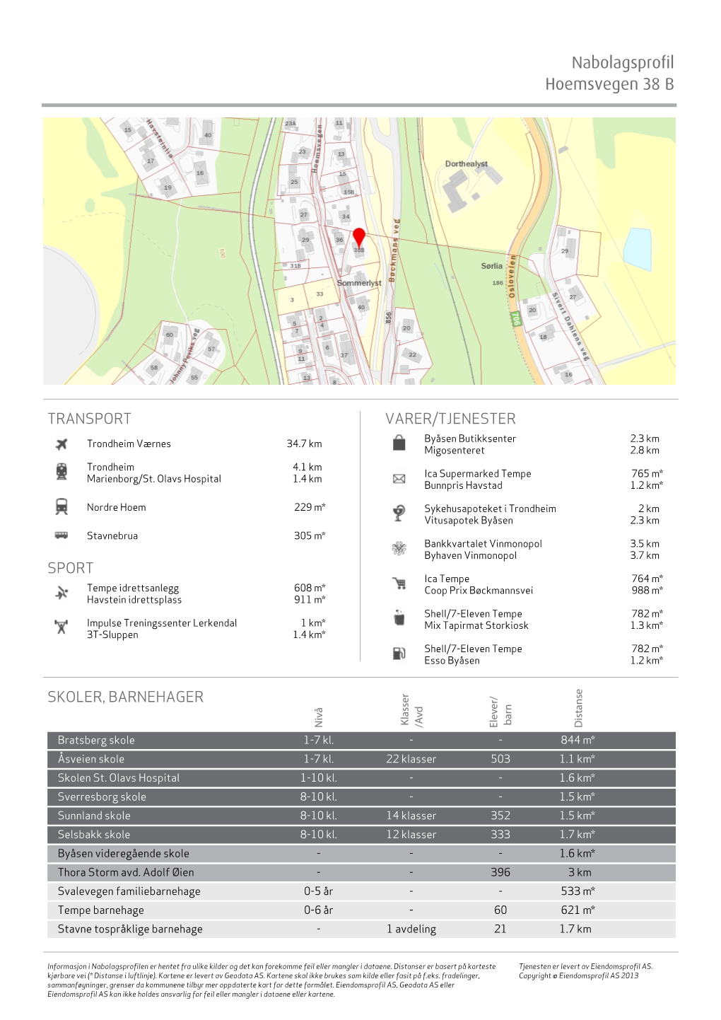 Nabolagsprofil Hoemsvegen 38 B