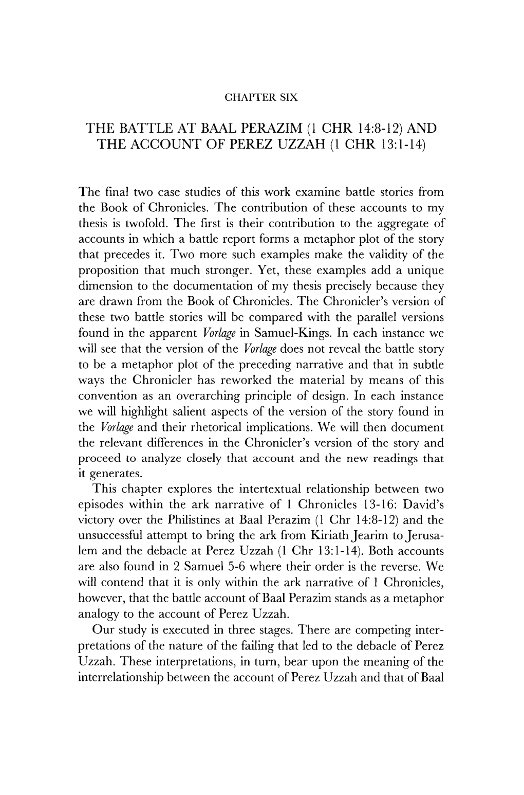 The Battle at Baal Perazim (I Chr 14:8-12) and the Account of Perez Uzzah (I Chr 13:1-14)