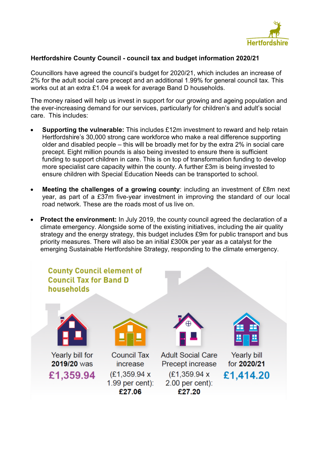 Council Tax and Budget Information 2020/21