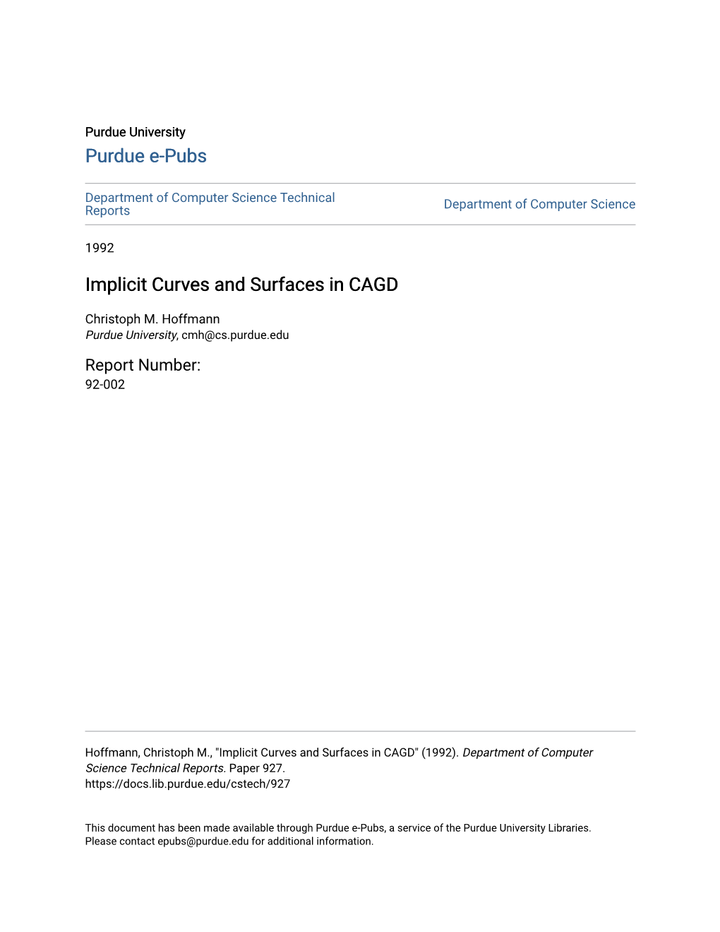 Implicit Curves and Surfaces in CAGD