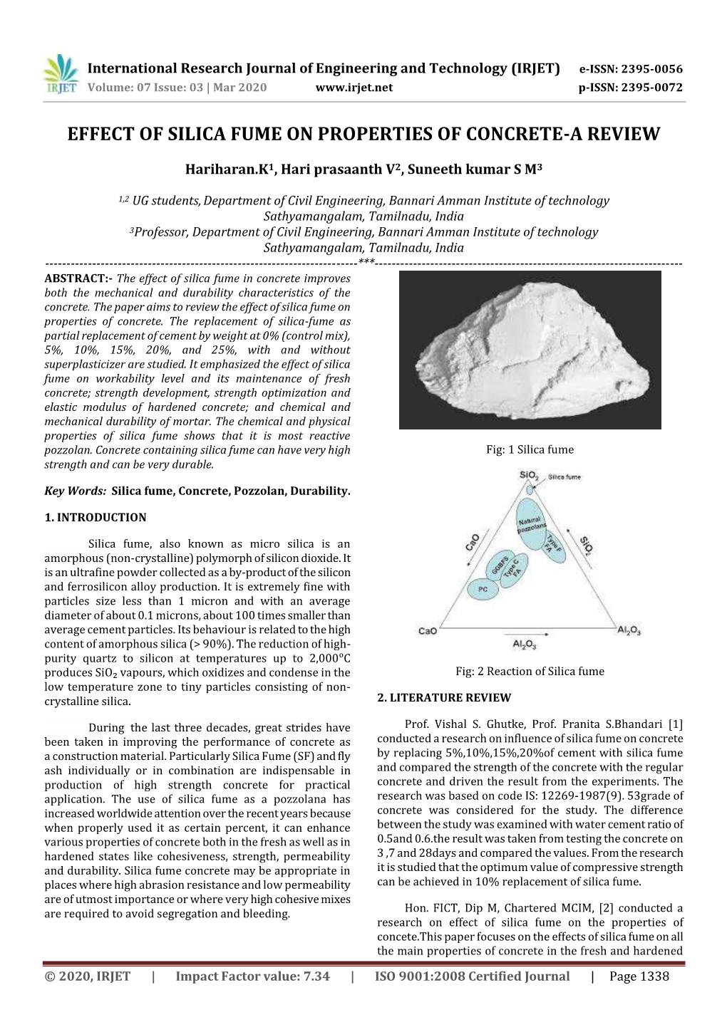 Effect of Silica Fume on Properties of Concrete-A Review