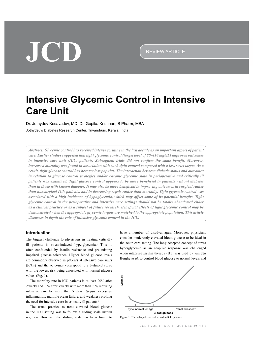 Intensive Glycemic Control in Intensive Care Unit