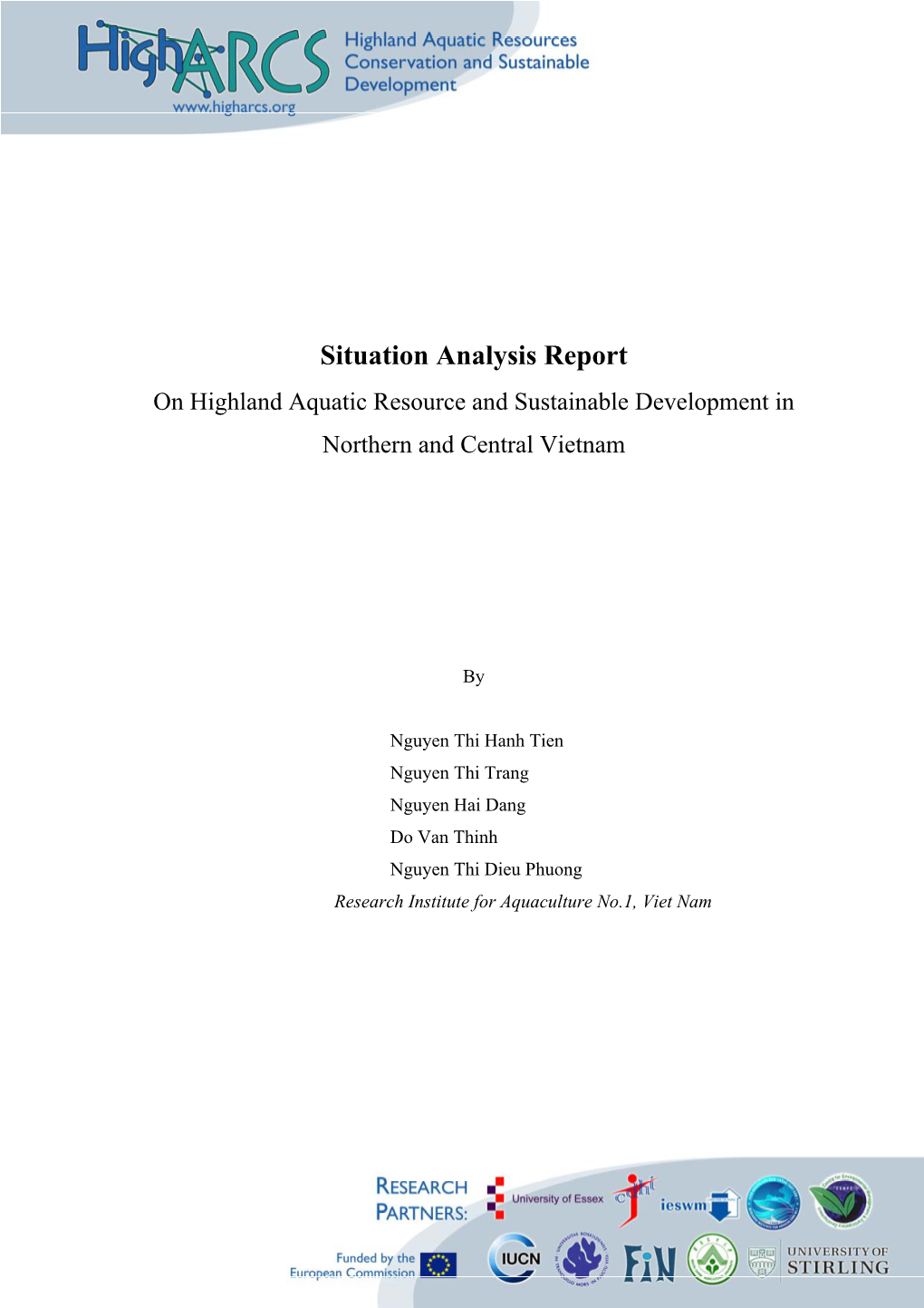Situation Analysis Report on Highland Aquatic Resource and Sustainable Development in Northern and Central Vietnam