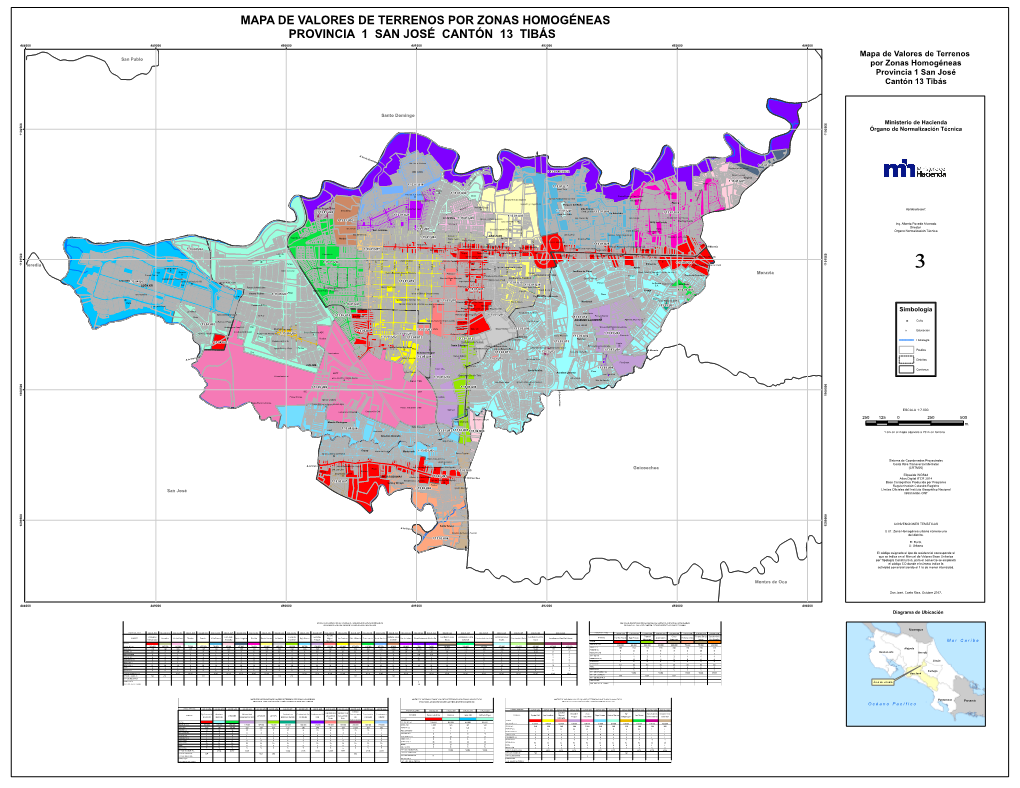 Mapa De Valores De Terrenos Por Zonas Homogéneas Provincia 1 San José Cantón 13 Tibás