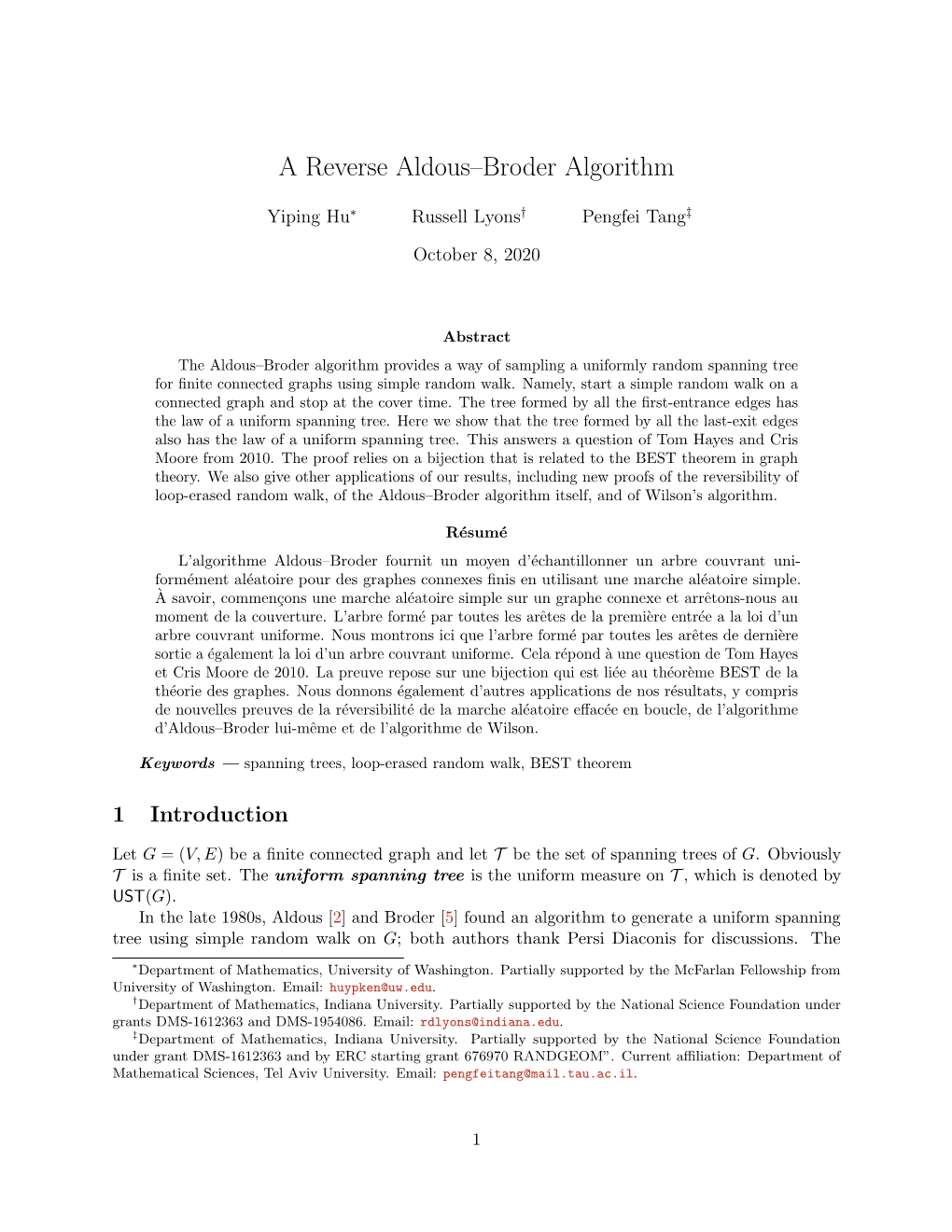 A Reverse Aldous–Broder Algorithm