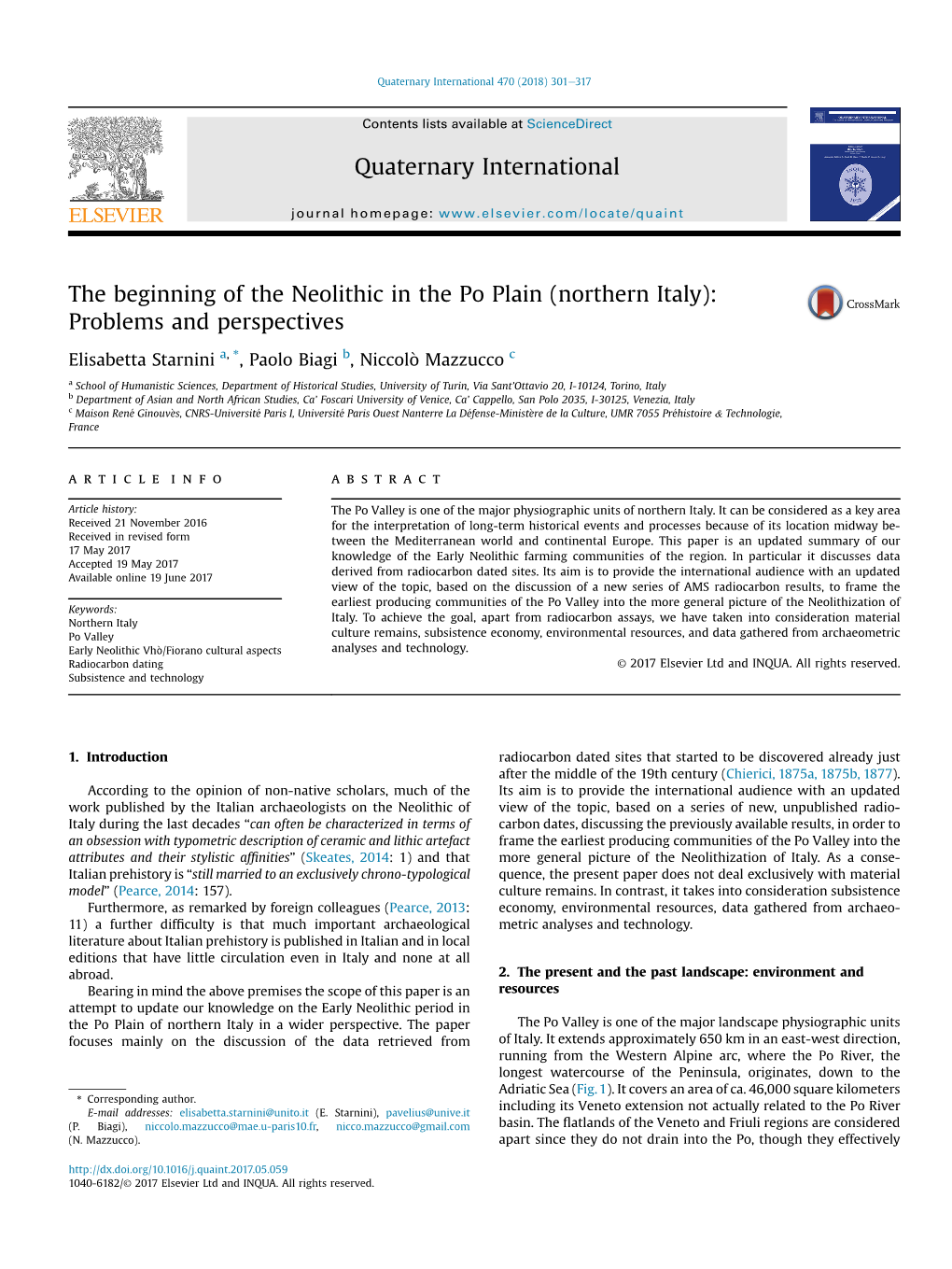 The Beginning of the Neolithic in the Po Plain (Northern Italy): Problems and Perspectives