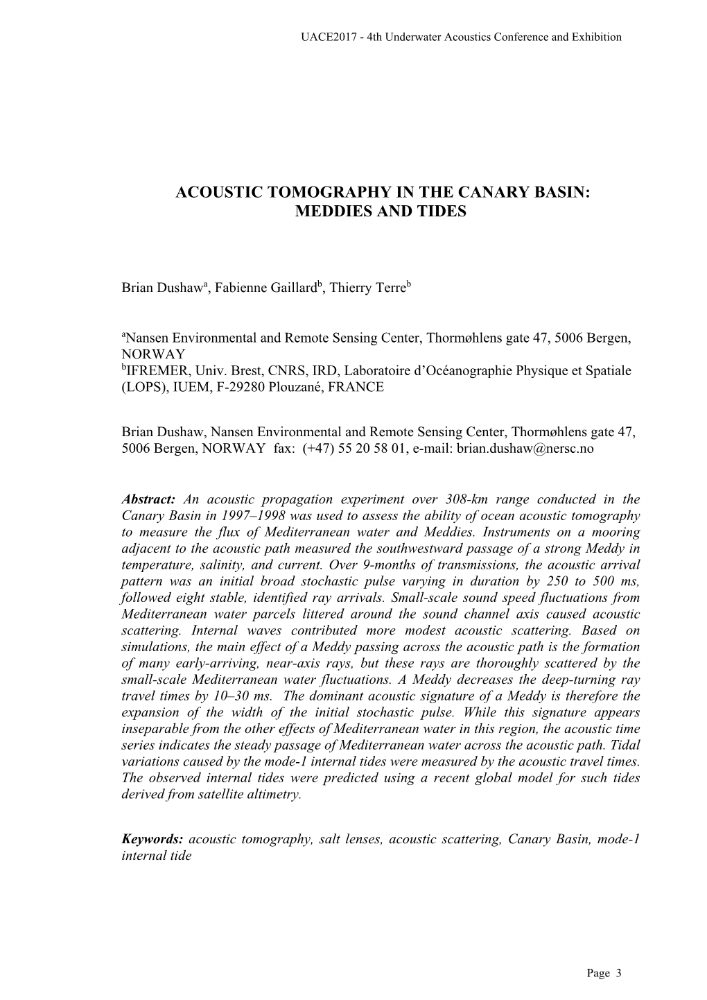 Acoustic Tomography in the Canary Basin: Meddies and Tides