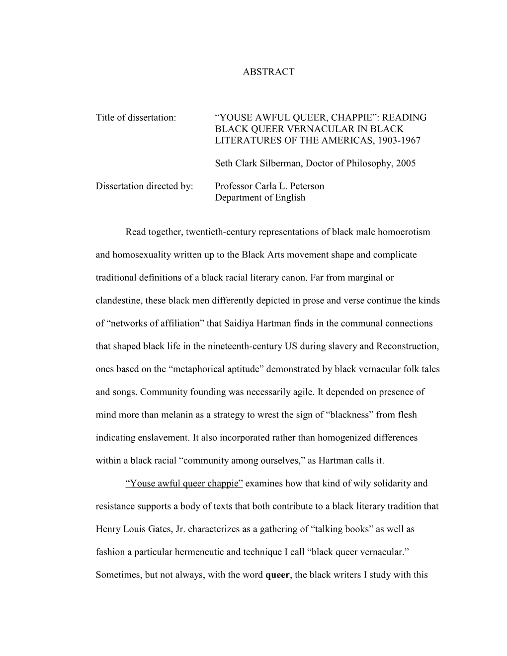 Reading Black Queer Vernacular in Black Literatures of the Americas, 1903-1967