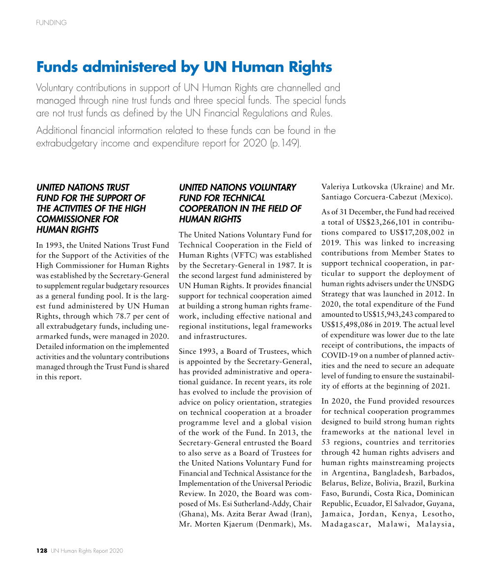 Funds Administered by UN Human Rights