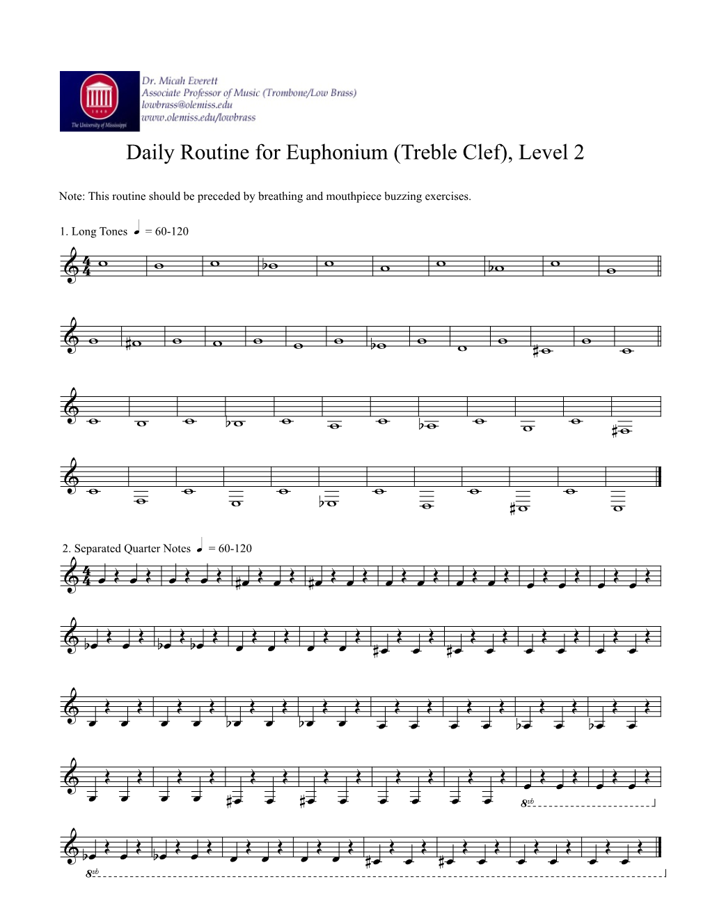 Daily Routine for Euphonium (Treble Clef), Level 2