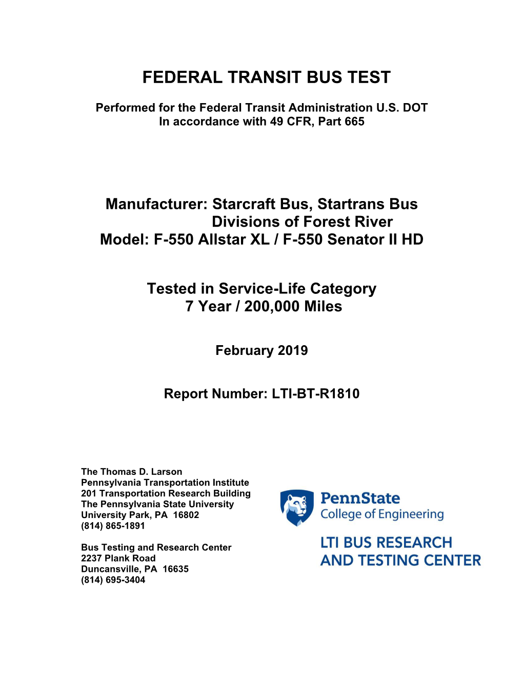 Federal Transit Bus Test