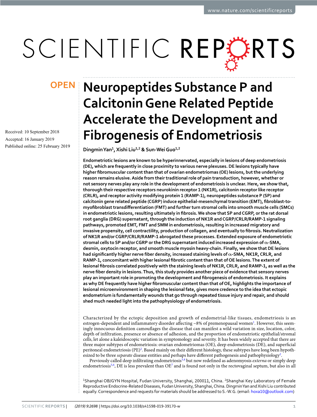 Neuropeptides Substance P and Calcitonin Gene Related Peptide