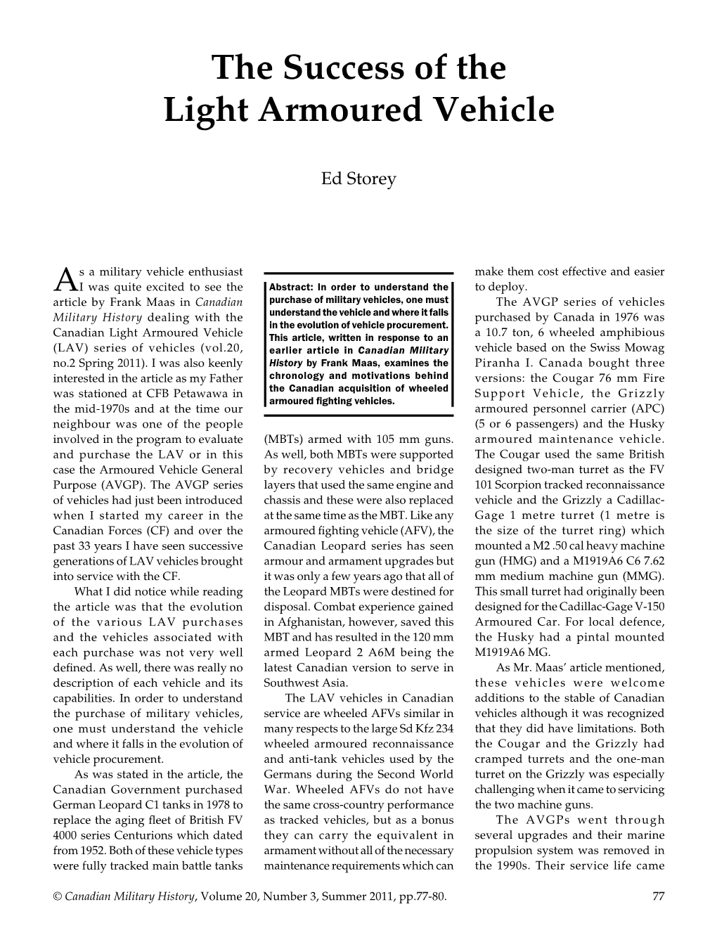 The Success of the Light Armoured Vehicle