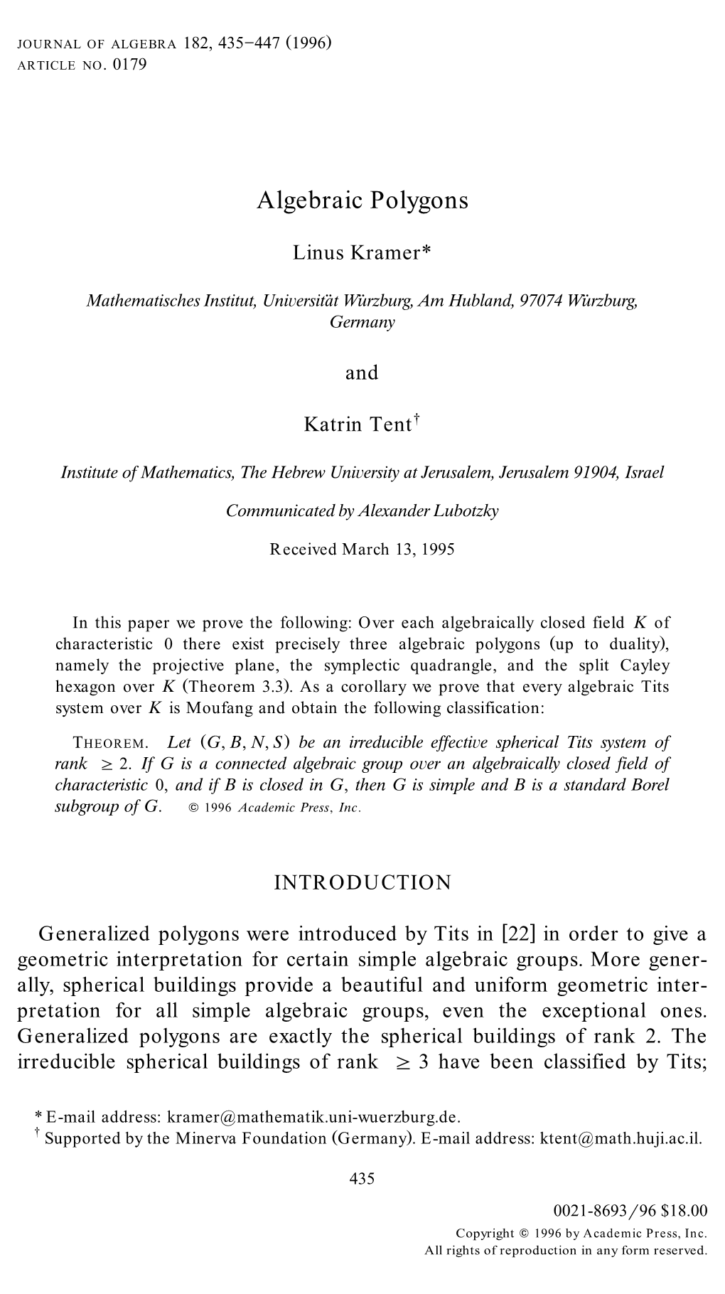 Algebraic Polygons